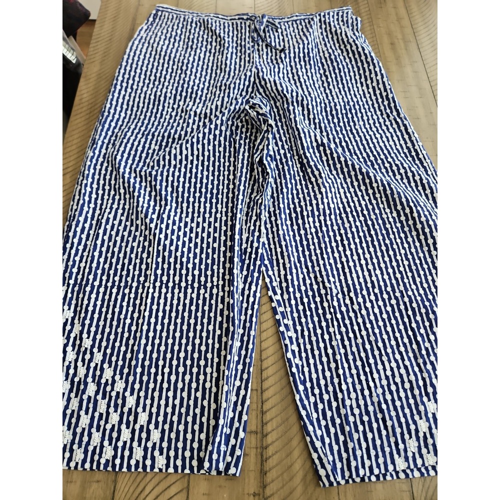 Marketplace India Wide Leg Pants 2W Embroidered Geo Print Boho Tie Sustainable